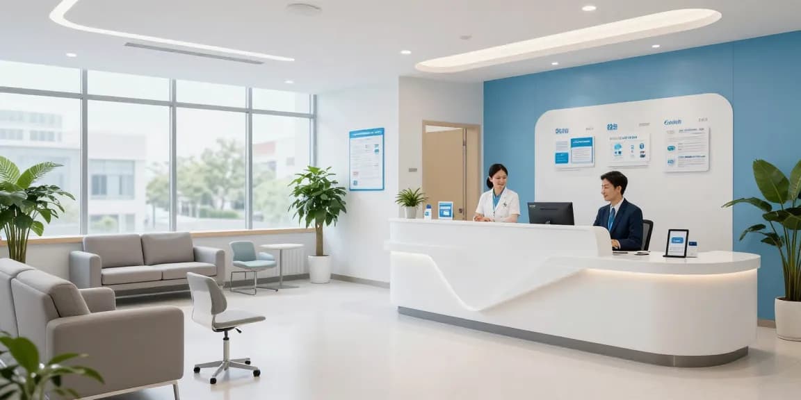 Self-employed health insurance options presented in a modern healthcare clinic environment with compassionate patient care.