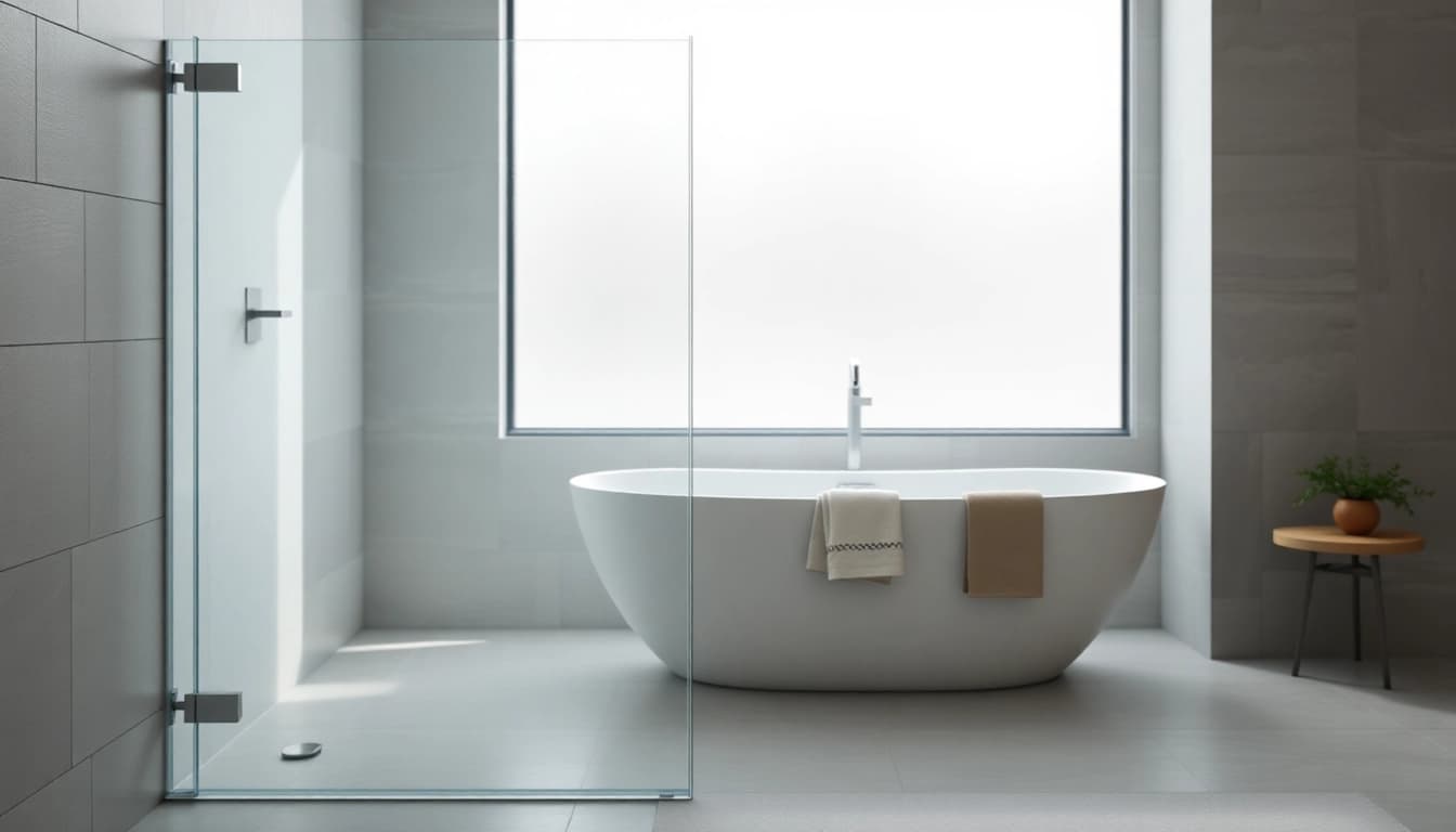 Showcasing semi frameless shower screens highlighting a modern bathroom's sleek design.