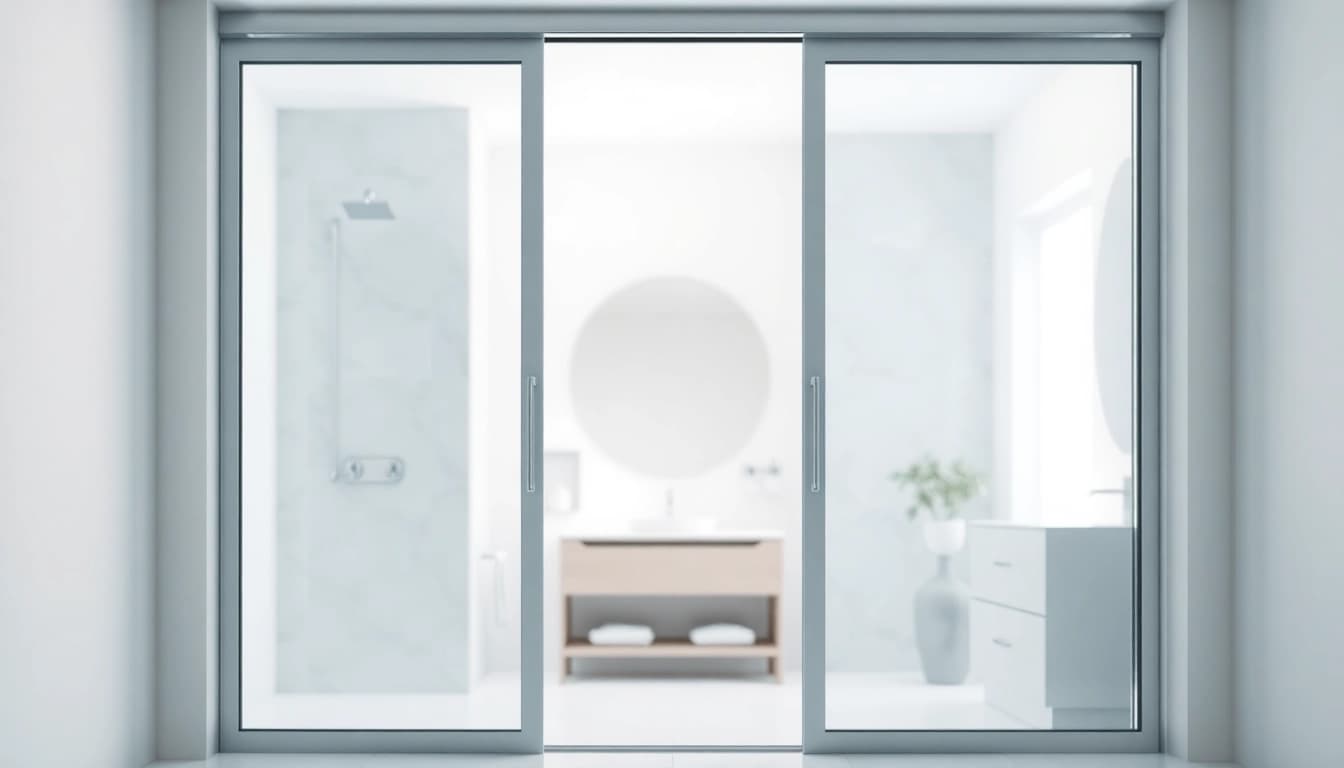 Showcase elegant shower sliding doors in a modern bathroom, blending style and functionality.