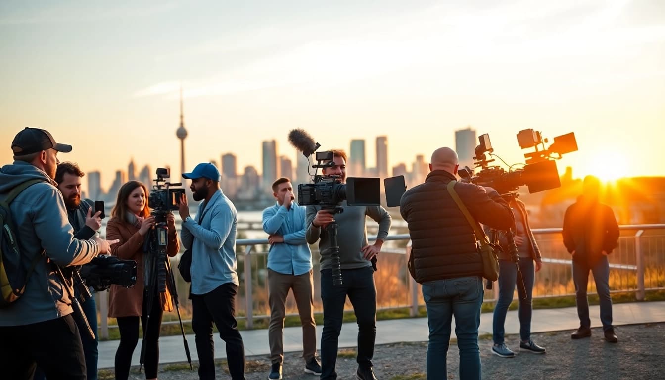 Showcasing video production edmonton team filming stunning visuals outdoors in Edmonton.