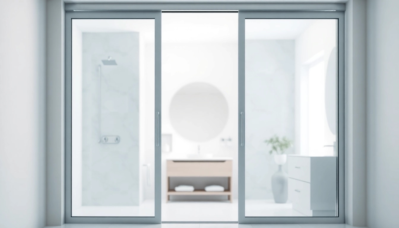 Showcase elegant shower sliding doors in a modern bathroom, blending style and functionality.