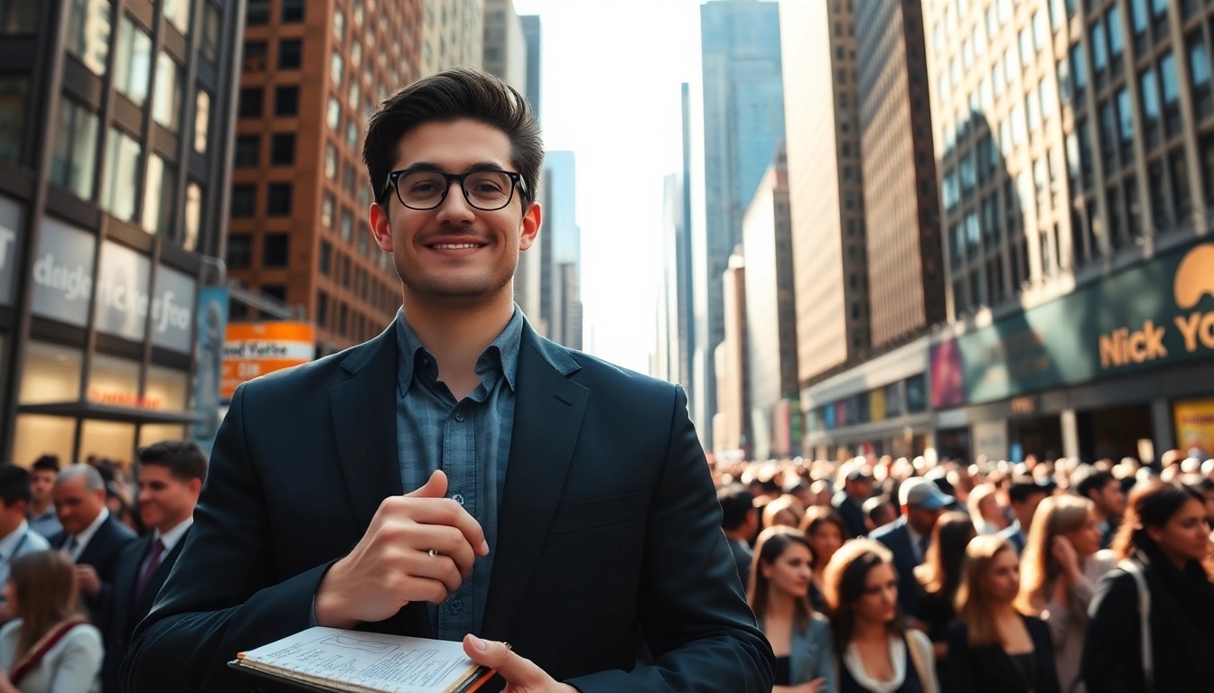 Engage in a free job post new york showcasing a job seeker in a vibrant city environment.