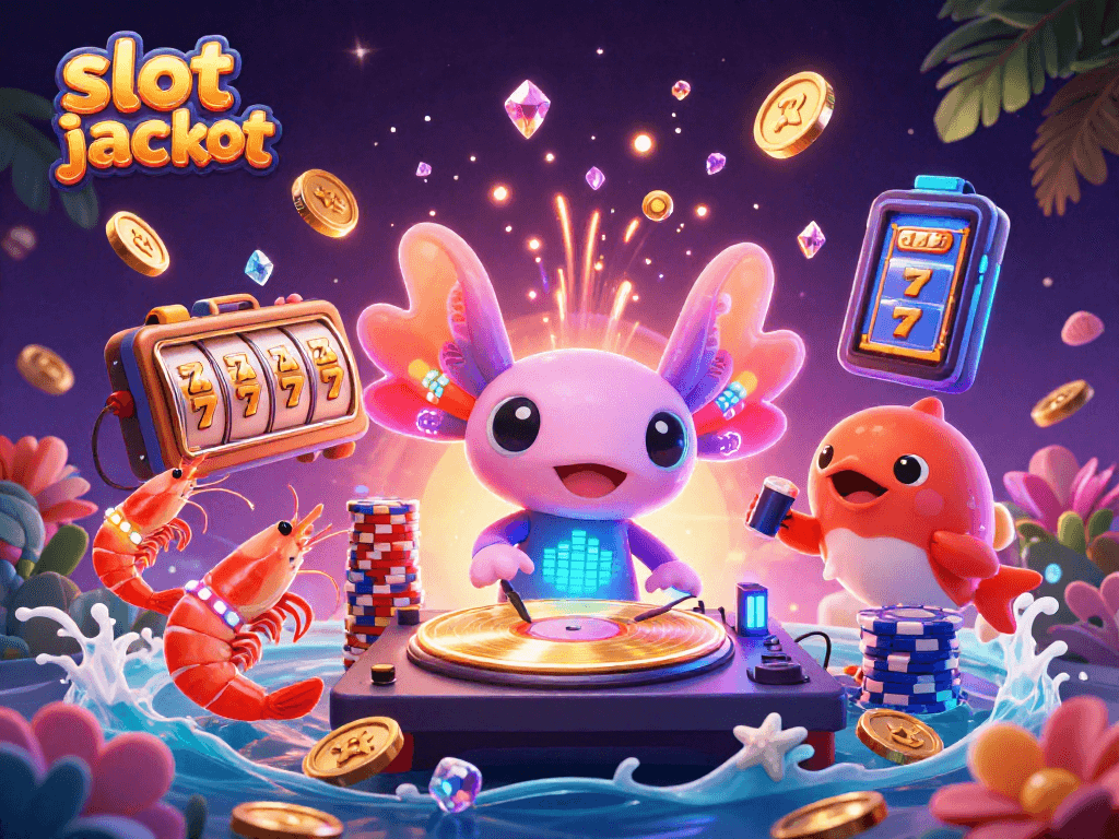 Spin the slot jackpot with vibrant action, neon characters, and cascading coins in a dynamic casino scene.