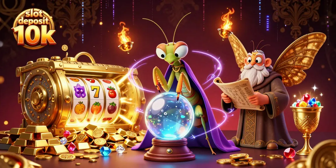 Experience the thrill of slot deposit 10k with vibrant casino elements and captivating characters.