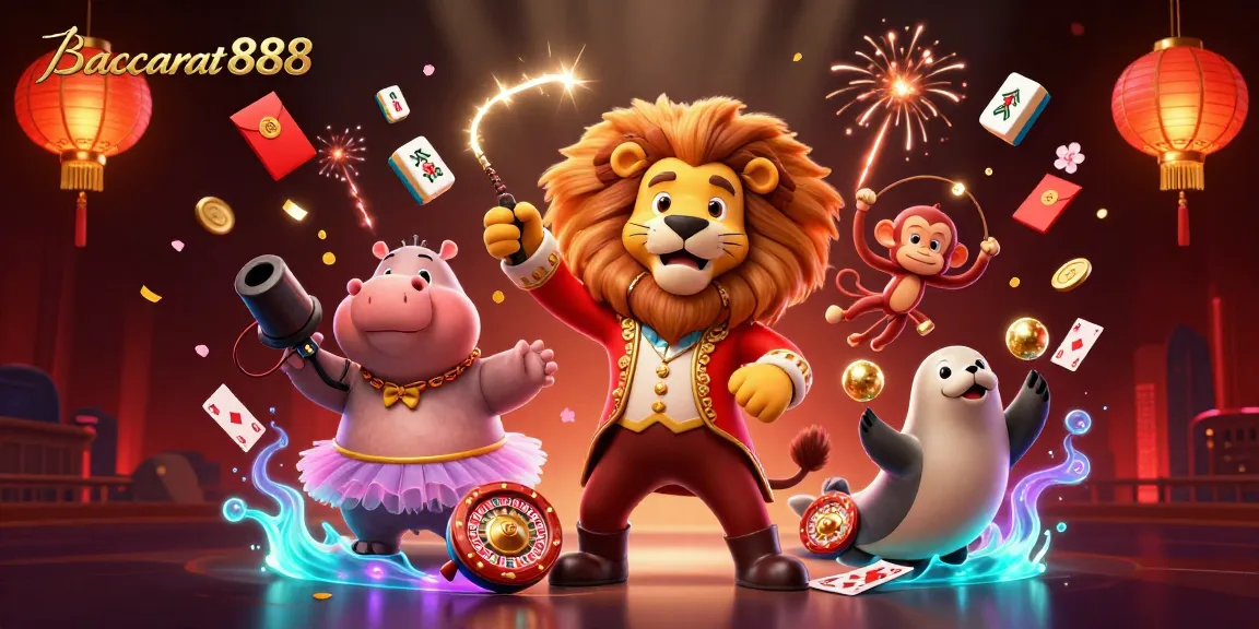 Baccarat888 illustration featuring engaging casino characters with vibrant gameplay elements, promoting exciting online gaming