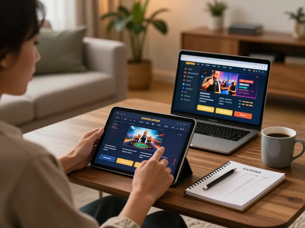 Engaging in strategic gameplay on a casino online esteri platform from a cozy home setting.