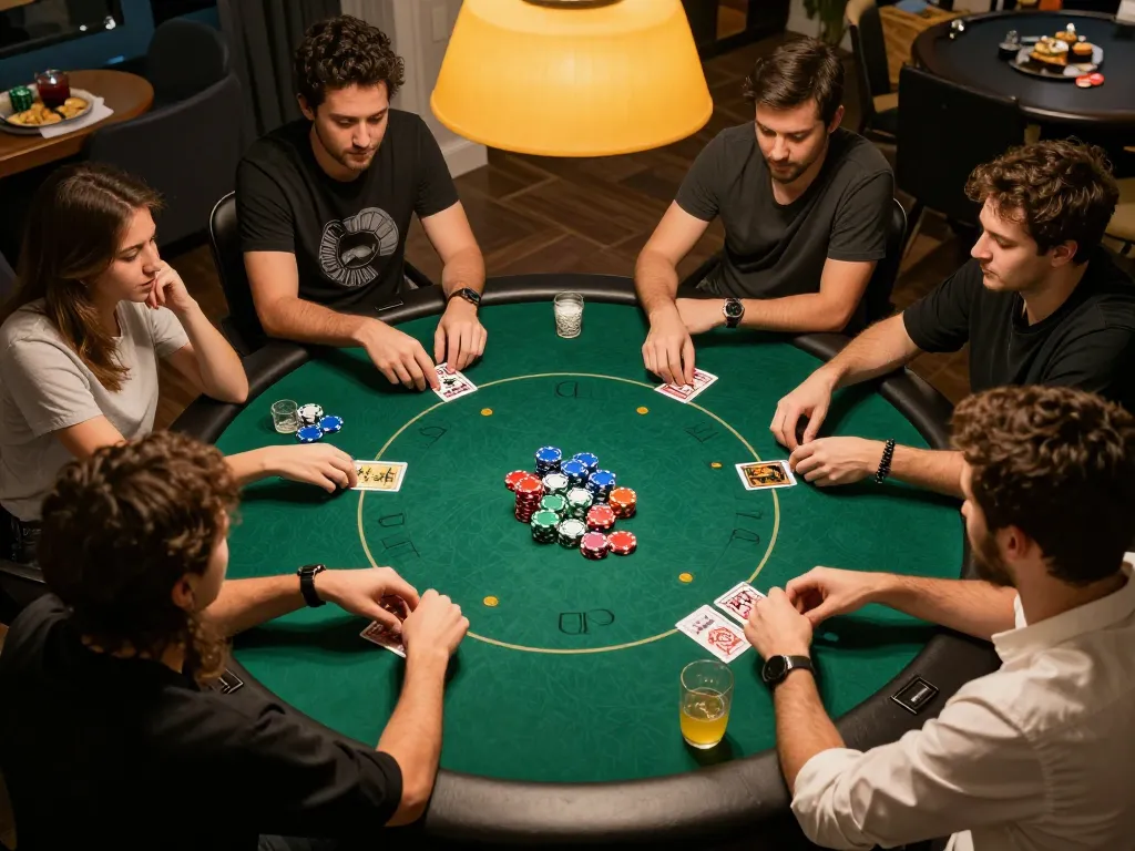Players enjoying a poker night with friends while utilizing strategies from the hidden wiki resources for better gameplay