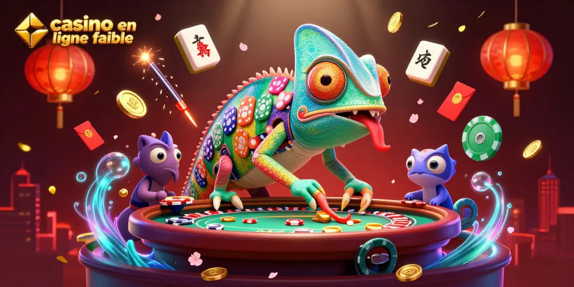 Profitez d'un jeu exceptionnel avec un casino en ligne fiable, illustré par un caméléon dynamique et des éléments riches.