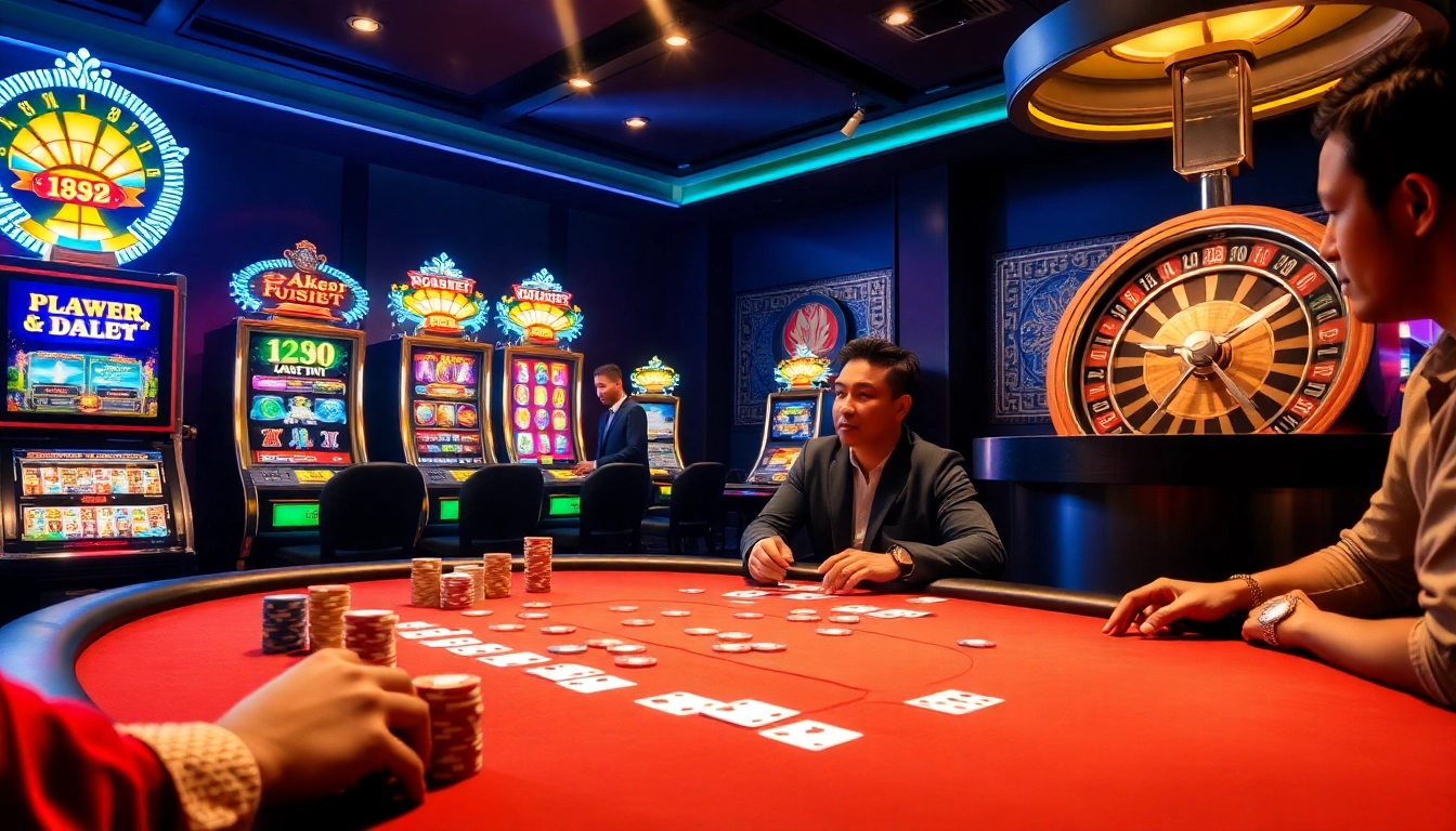Experience the thrill of U888 with vibrant casino action featuring poker chips and slot machines.