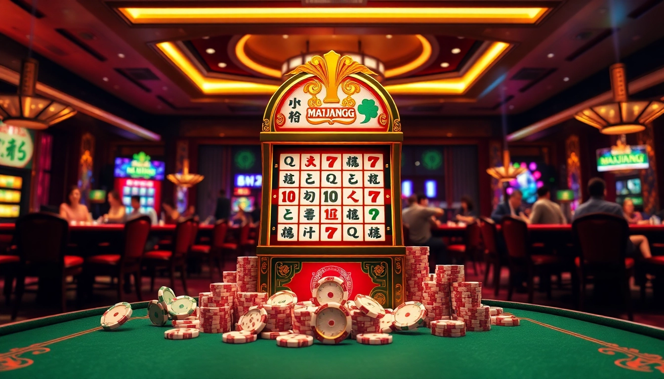 Spin to win with the mahjong slot demo featuring vibrant graphics and luxurious casino elements.