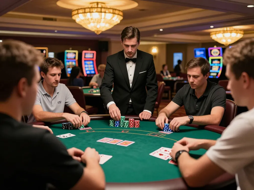 Players strategizing during a lively poker session at 388bet casino, capturing excitement and engagement.