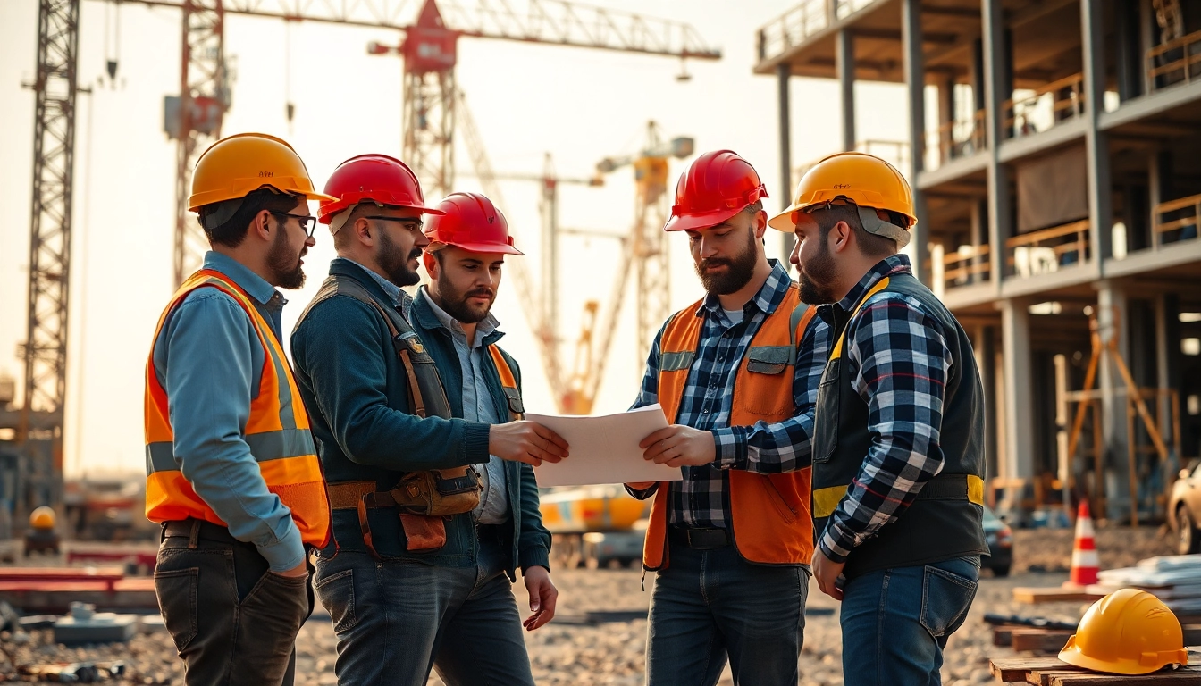 Capture teamwork at the southern california contractors association's construction site with skilled workers collaborating.