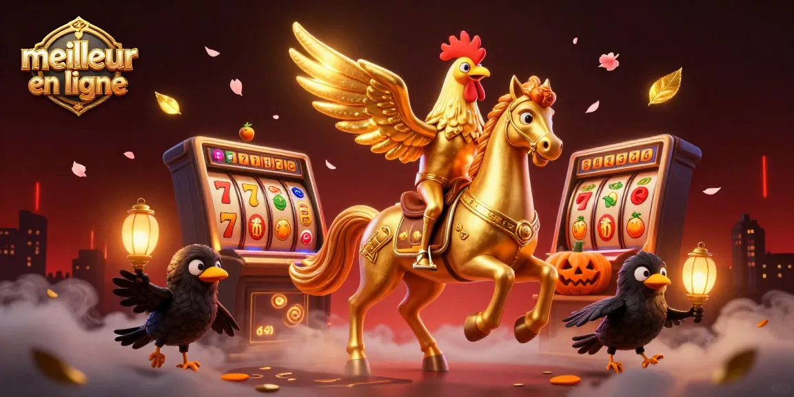 Visitez le meilleur casino en ligne avec notre illustration 3D dynamique pleine de jeux et de gains.