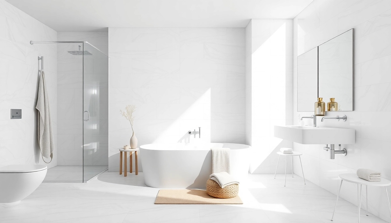 Admire the sleek design of a douche à l'italienne with minimalist elegance and bright lighting.