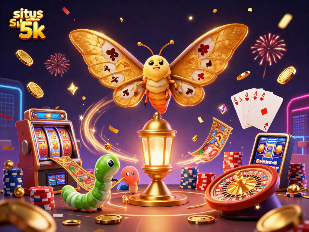 Engage with situs slot 5k through vibrant slots and casino scenes in a dynamic 3D illustration.