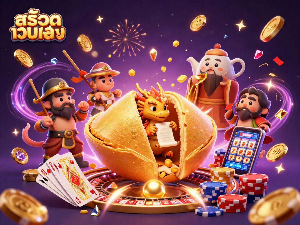 Experience the thrill of สล็อตเว็บตรง with vibrant casino elements and dynamic 3D illustration.