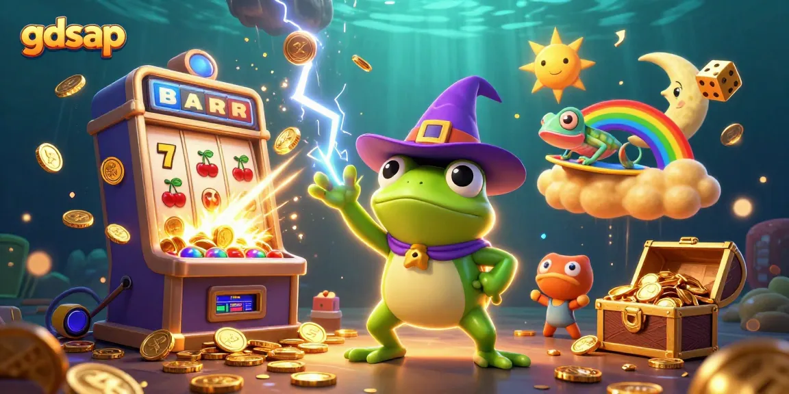 gdsap celebrates winning moments at an energetic online casino scene featuring magical characters.