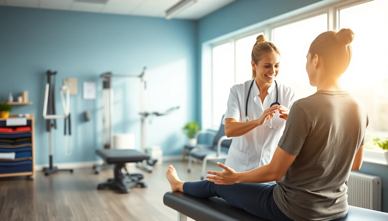 Physiotherapy London - A skilled physiotherapist assisting a patient in a modern clinic environment.