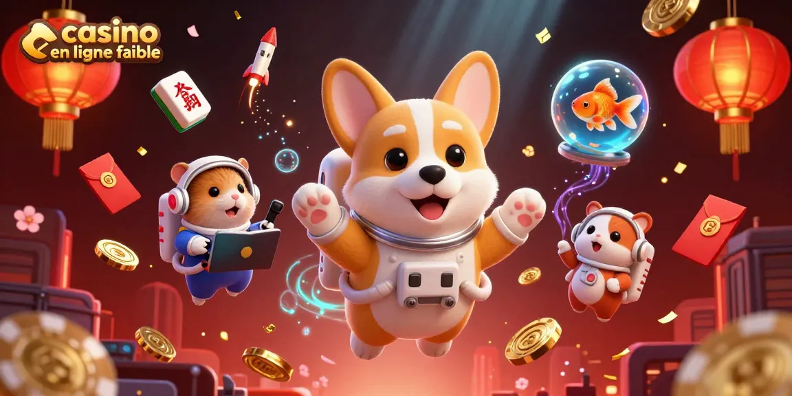 Éprouvez l'excitation du jeu avec ce casino en ligne fiable, où un corgi astronaute flotte parmi des jetons et des pièces d'or.