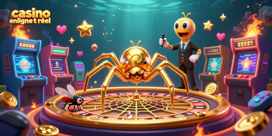 Découvrez les jeux de casino en ligne argent réel avec une araignée en or au milieu de la roulette.