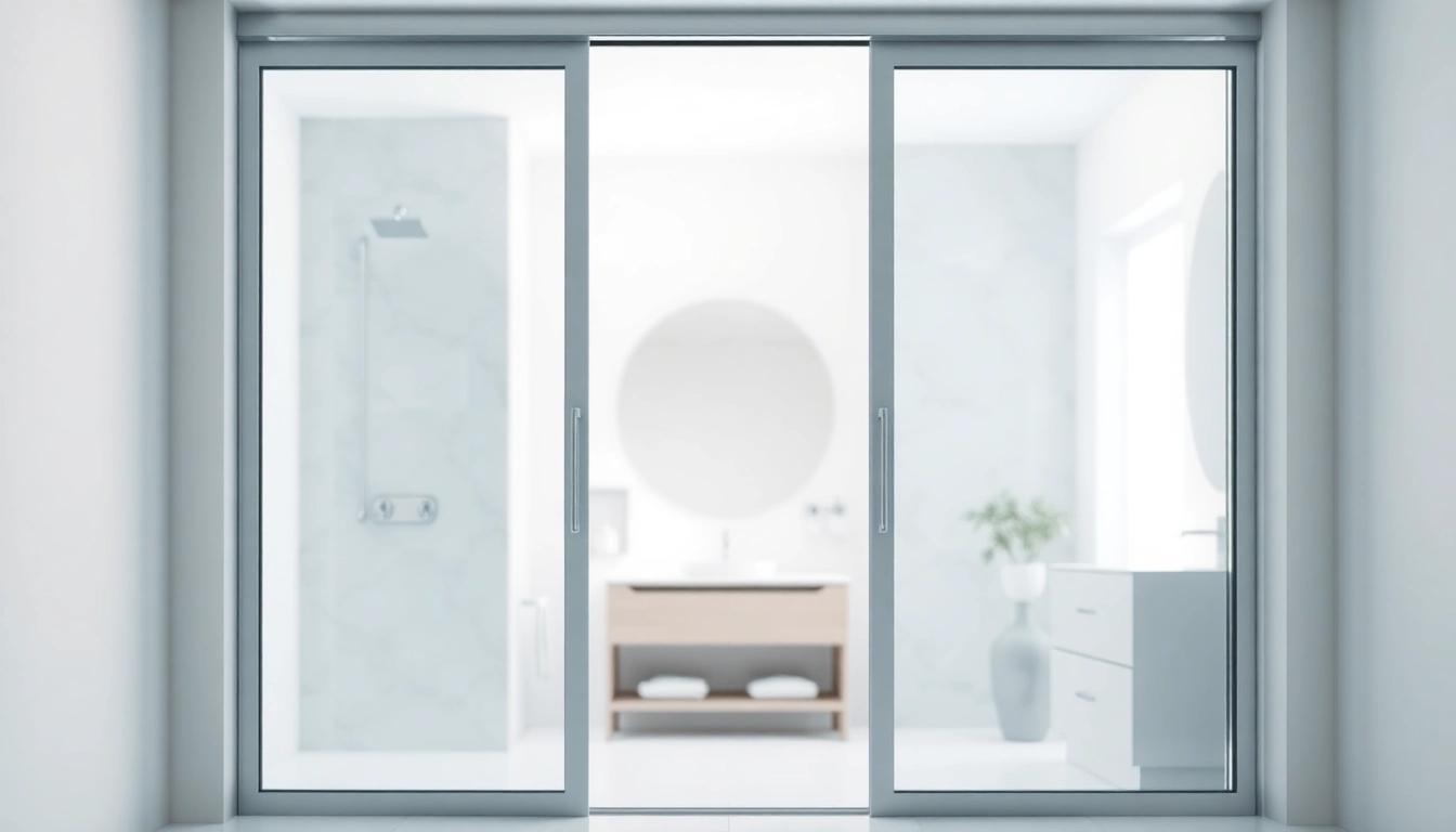 Showcase elegant shower sliding doors in a modern bathroom, blending style and functionality.