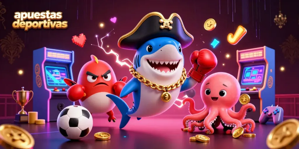 Realiza emocionantes apuestas deportivas en una escena vibrante con elementos de juego.