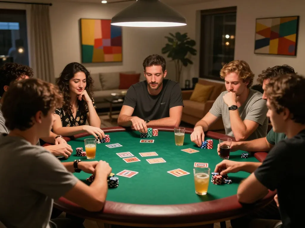 Unfolding excitement at a poker night with friends using sunwinapk for strategic gameplay