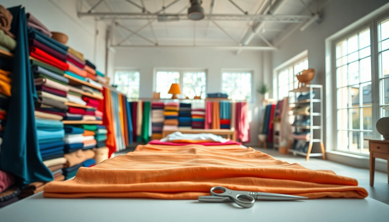 Verken stoffen webshop Nederland met kleurrijke stoffen en accessoires in een creatieve omgeving.