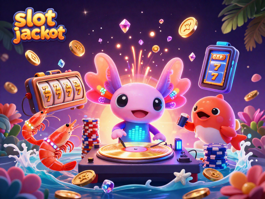 Spin the slot jackpot with vibrant action, neon characters, and cascading coins in a dynamic casino scene.
