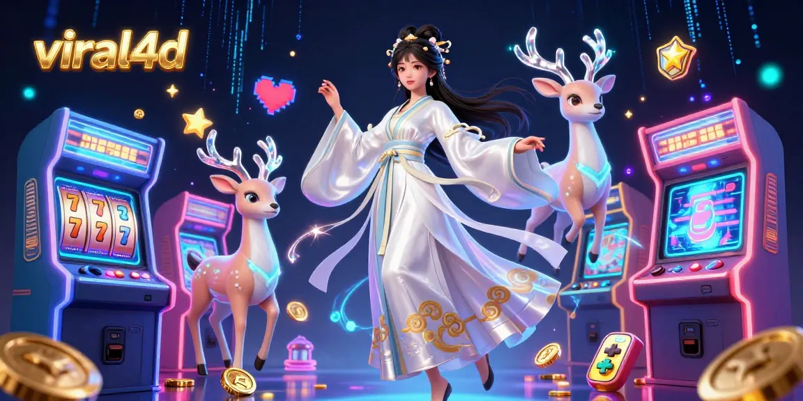 Engage in thrilling gameplay at viral4d with stunning visuals of a casino scene filled with vibrant slot elements and dynamic characters.