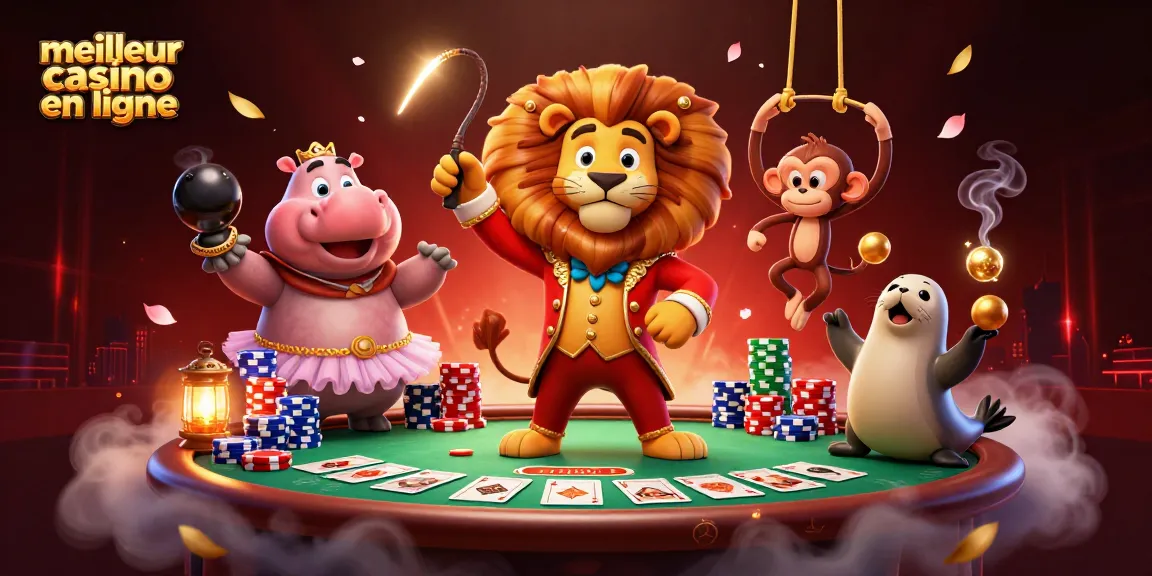 Jouer sur le meilleur casino en ligne avec un lion directeur de cirque et des personnages excentriques.