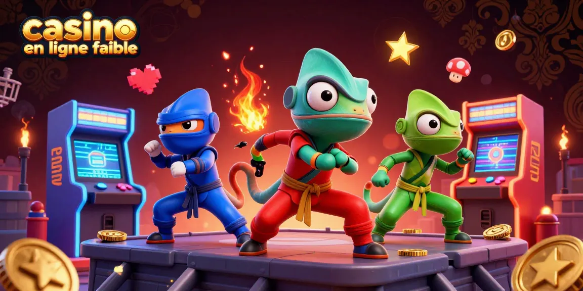 Jouez au casino en ligne fiable avec des chameleons ninjas en pleine action.