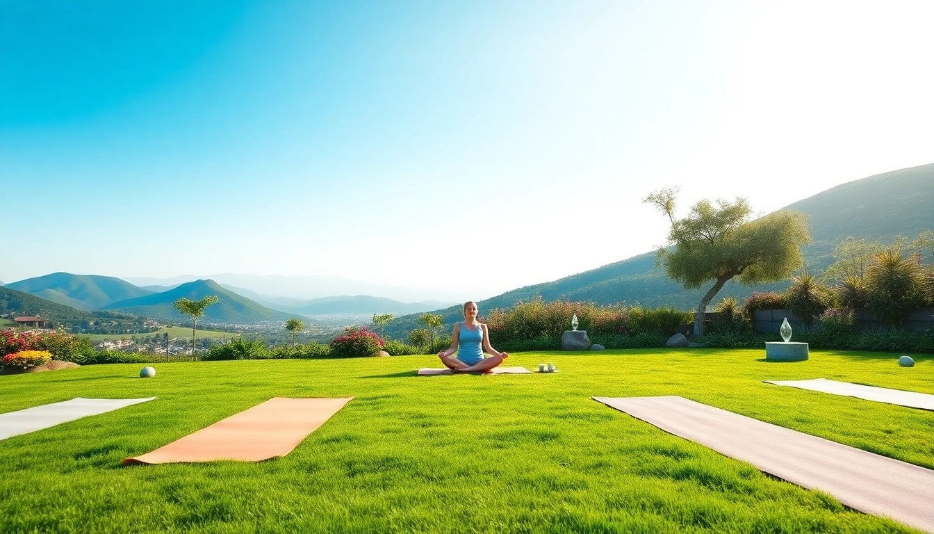 Experience a rejuvenating wellness retreat in a serene garden setting with yoga and nature.