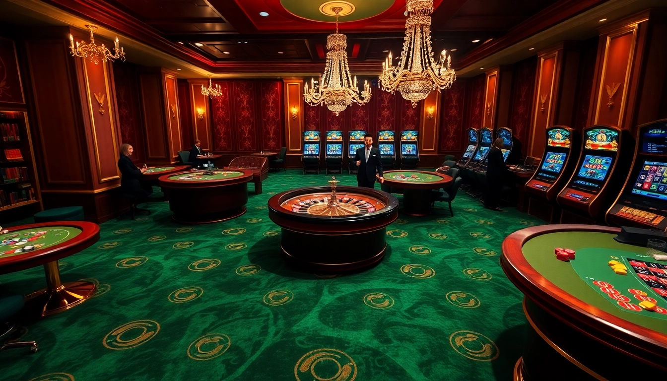 Vivez le frisson du casino en ligne Français avec des croupiers professionnels à une table de roulette de luxe.
