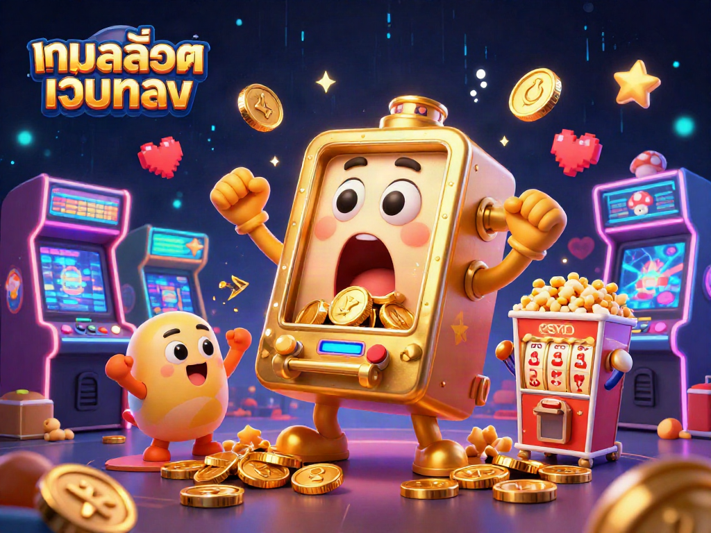 เล่นเกมสล็อตเว็บตรงกับสล็อตแมชชีนทองคำที่จ่ายโชคและมีเครื่องสล็อตตัวเล็กเชียร์ด้านข้าง