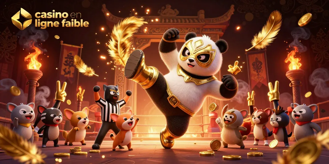 Vibrez avec ce panda lutteur dans un casino en ligne fiable, animé par une ambiance dynamique et immersive.