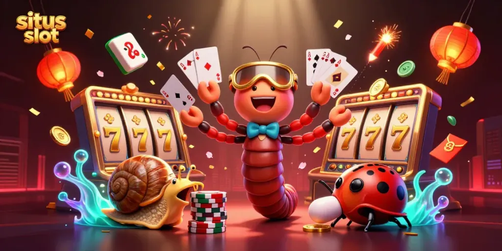 Spin the reels with situs slot at the vibrant casino scene featuring animated characters and lucrative elements.