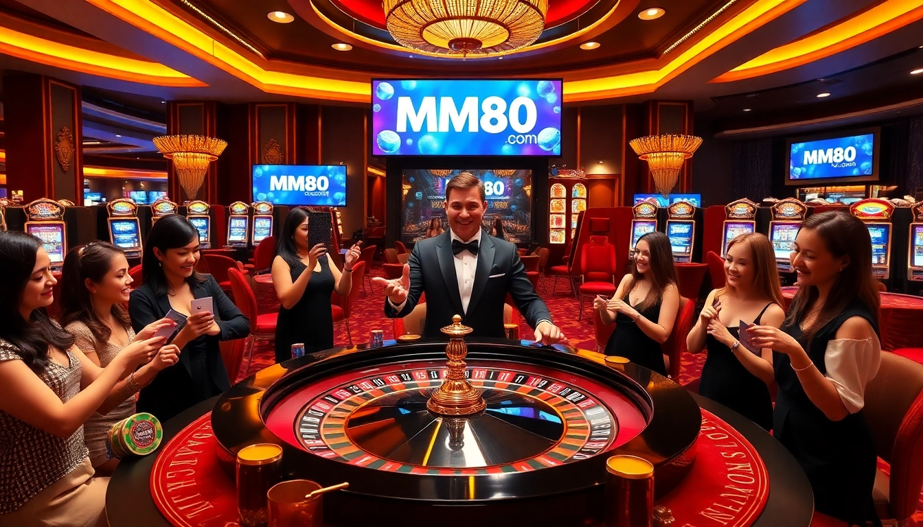 Experience the thrill of MM88.com with players enjoying games at a luxurious casino table.