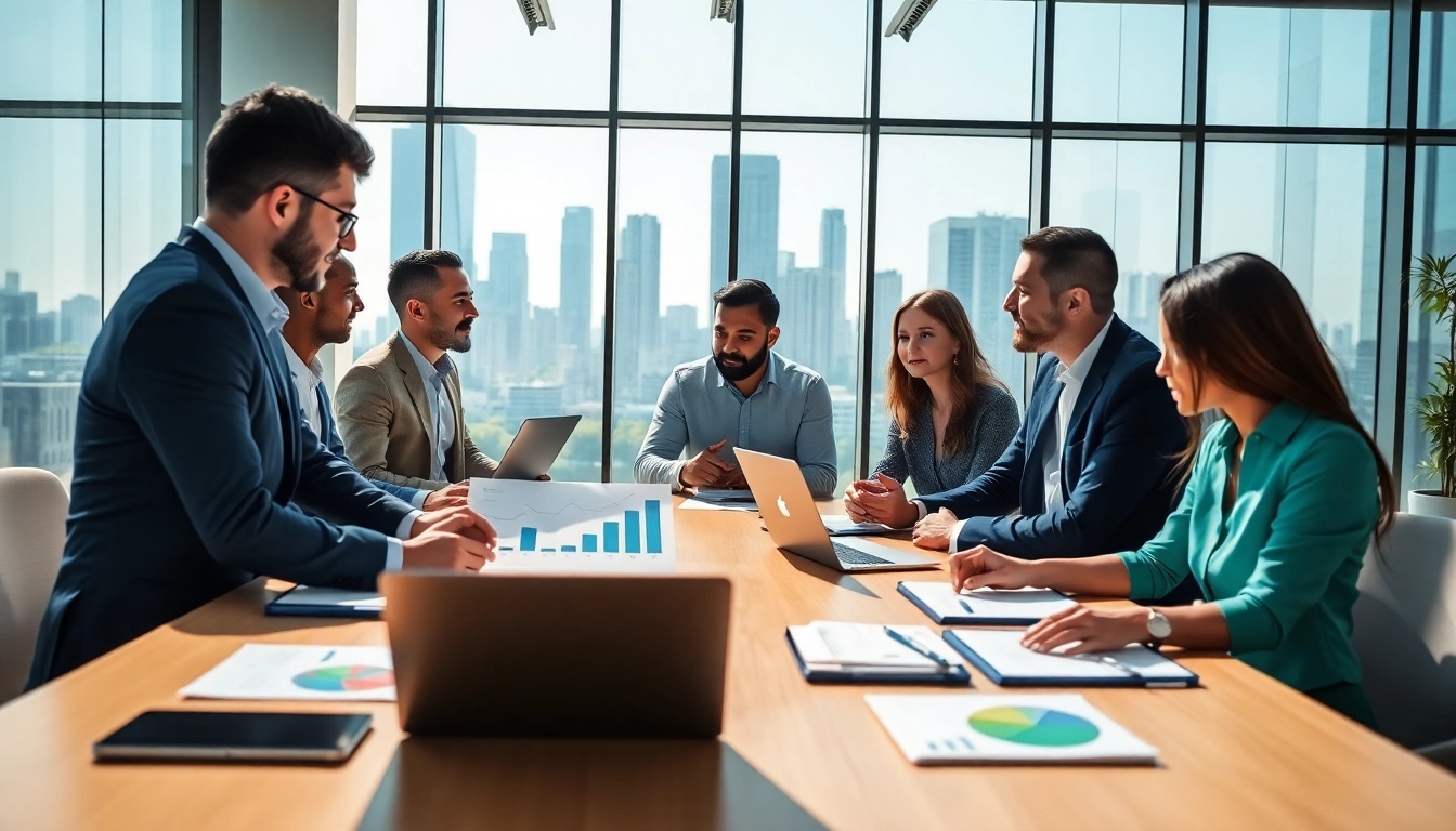 Analyze competitor pricing strategies in a vibrant office setting with diverse professionals.