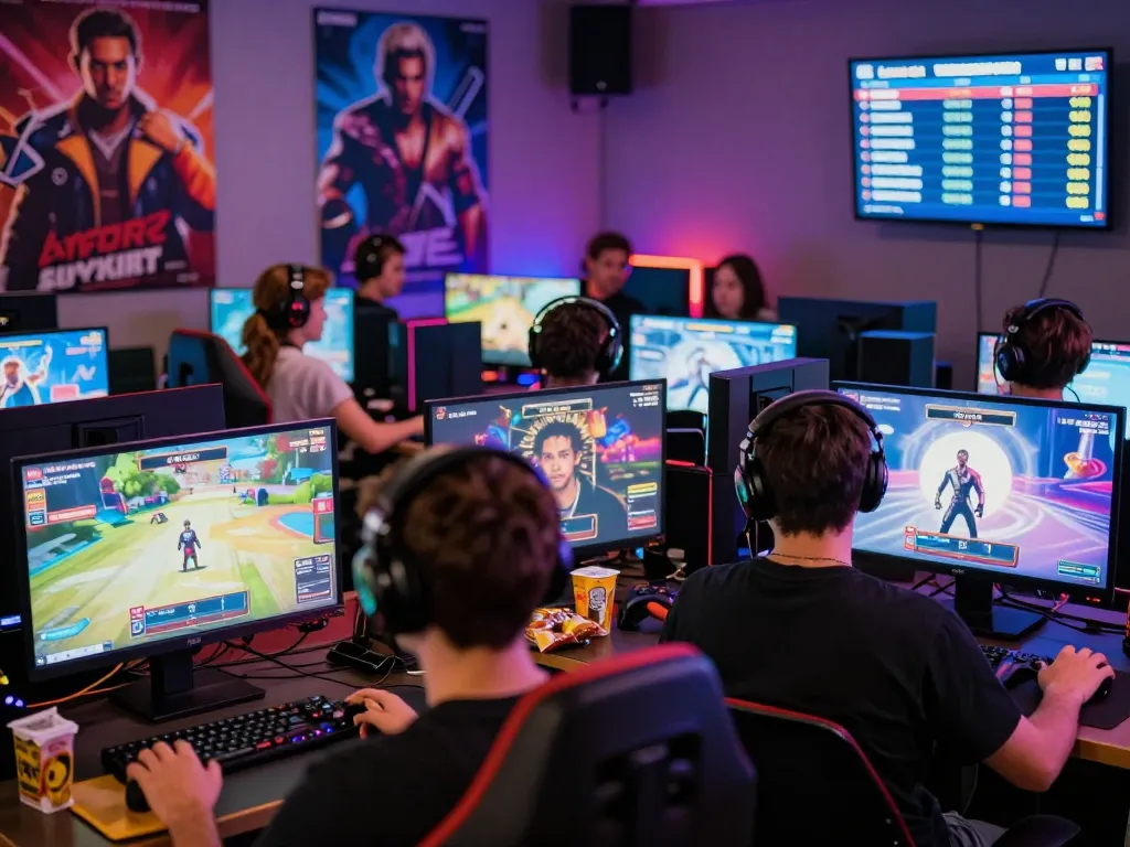 Players enjoying engaging real porn games in a vibrant gaming lounge atmosphere.
