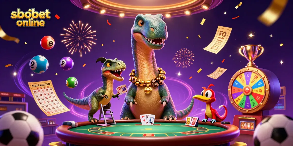 Engage with sbobet online as a brontosaurus oversees a vibrant sports betting scene, showcasing dynamic odds
