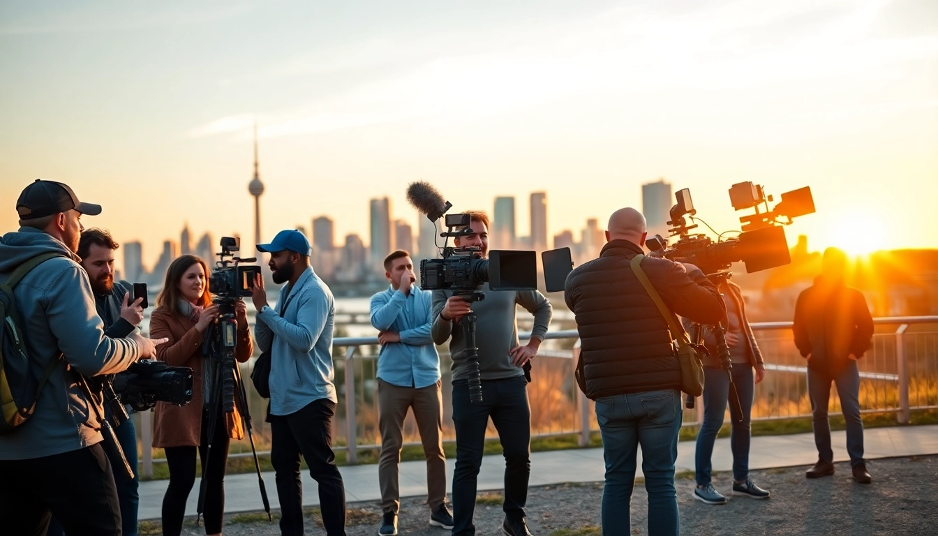 Showcasing video production edmonton team filming stunning visuals outdoors in Edmonton.