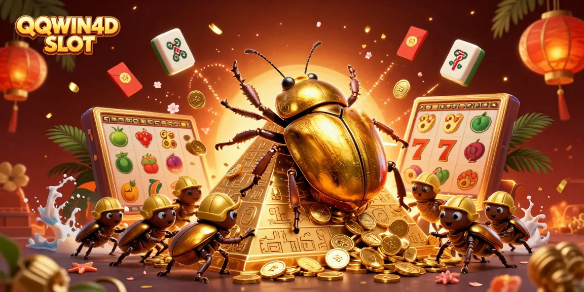 Menangkan pengalaman bermain QQWIN4D SLOT dengan ilustrasi khas kasino yang penuh warna.