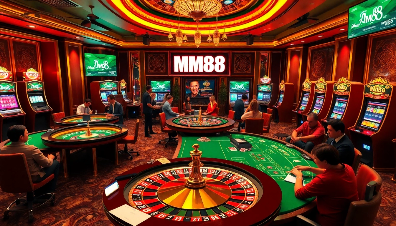 Experience the excitement at https://mm88.today/ with vibrant online gambling elements like roulette, poker tables, and slot machines.
