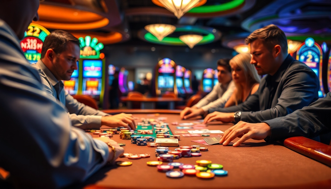 Reddit users eagerly betting at a casino table, showcasing vibrant colors and exciting atmosphere.