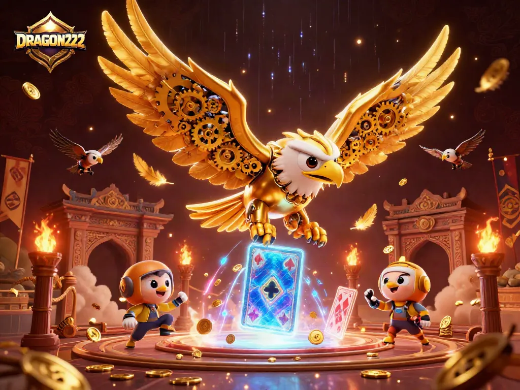 Experience thrilling gaming excitement with DRAGON222 featuring vibrant characters and dynamic casino elements.