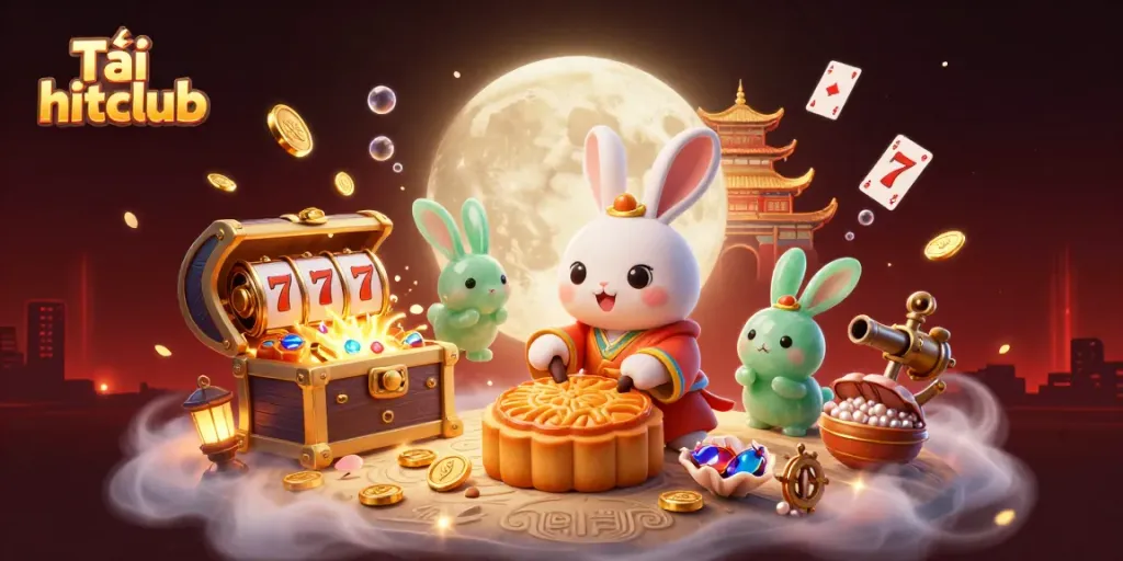 Tải hitclub and win with casino games as the moon rabbit celebrates on lunar landscape