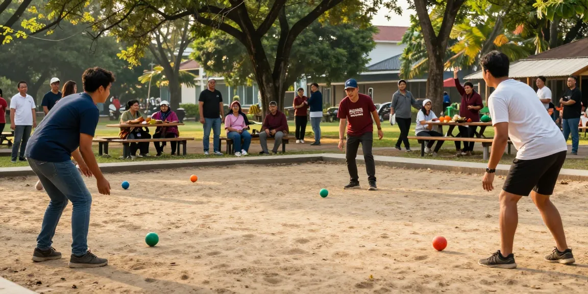 FOPIKOTAPALU.ORG, masyarakat bermain petanque di taman kota yang ceria dan ramah.