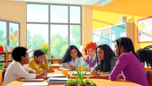 Enhance Education through collaborative learning in a colorful classroom environment.