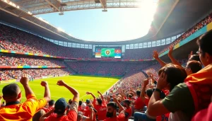 Engaging sports betting in India atmosphere with fans cheering in a vibrant stadium.